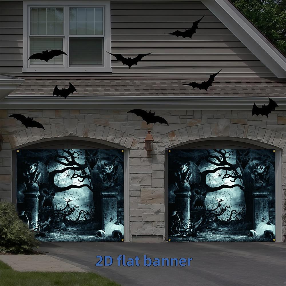 2D Flat Banner, 1 Piece Halloween Happy Garage Door BannerDJH