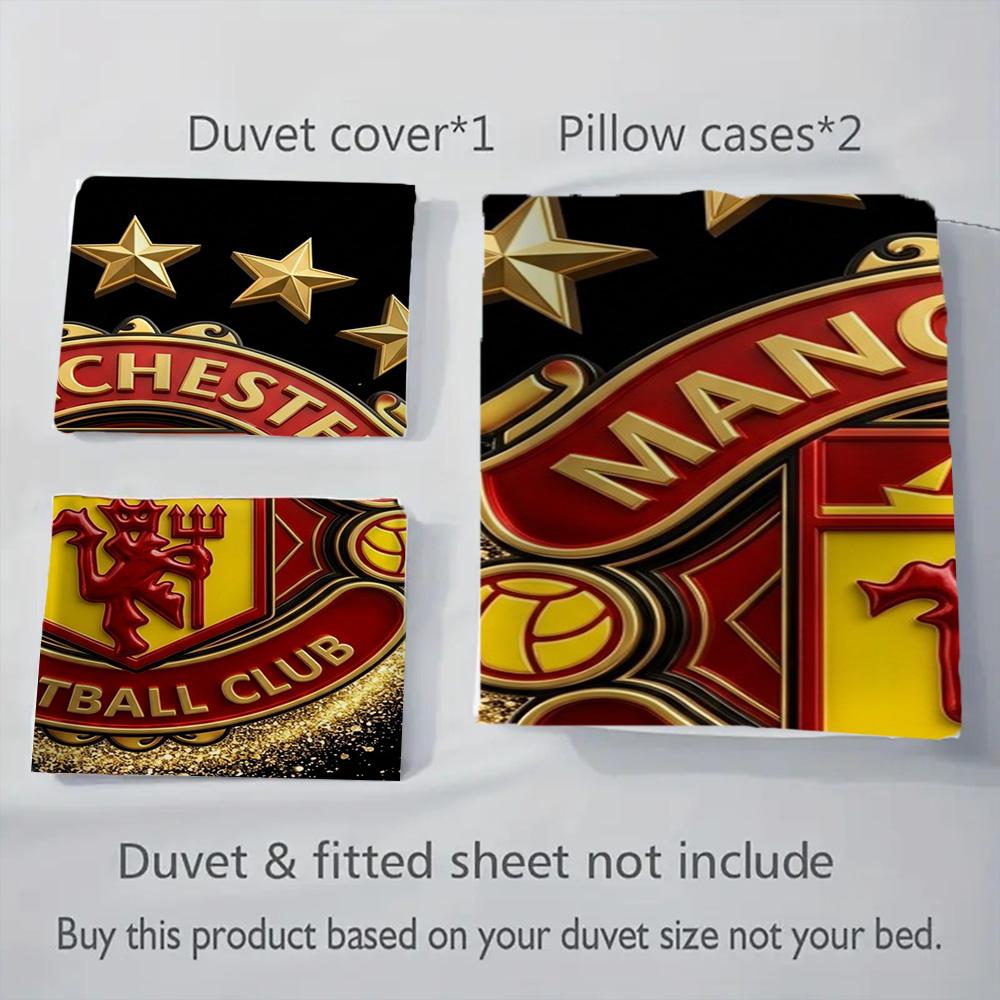 Biancheria da letto Manchester Glory (1 * copripiumino + 2 * federa, senza nucleo) Regalo di Natale e compleanno 2D Piatto Morbido e confortevole