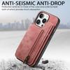 For iPhone 16 Pro Case with Zipper Card Holder Leather+TPU Phone Cover