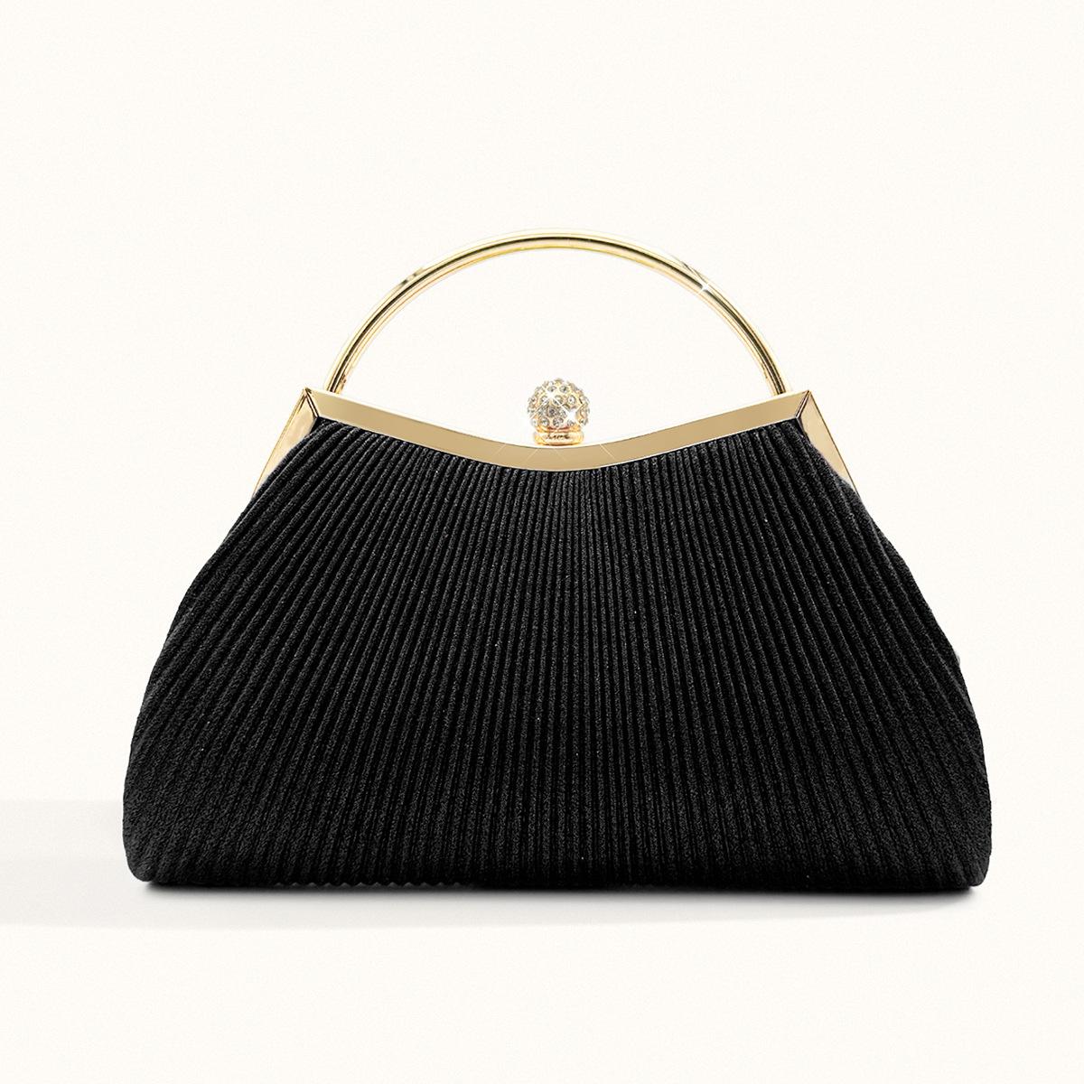 

Women Classic Pleated Design Shiny Handheld Evening Bag Wedding Party Dress Evening Chain Crossbody Bags Lady Luxury Clutches