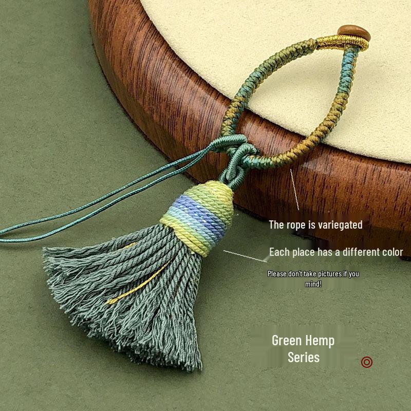 Handwoven Gradient Vajra Knot Tassel Cotton Keychain Pendant Accessory