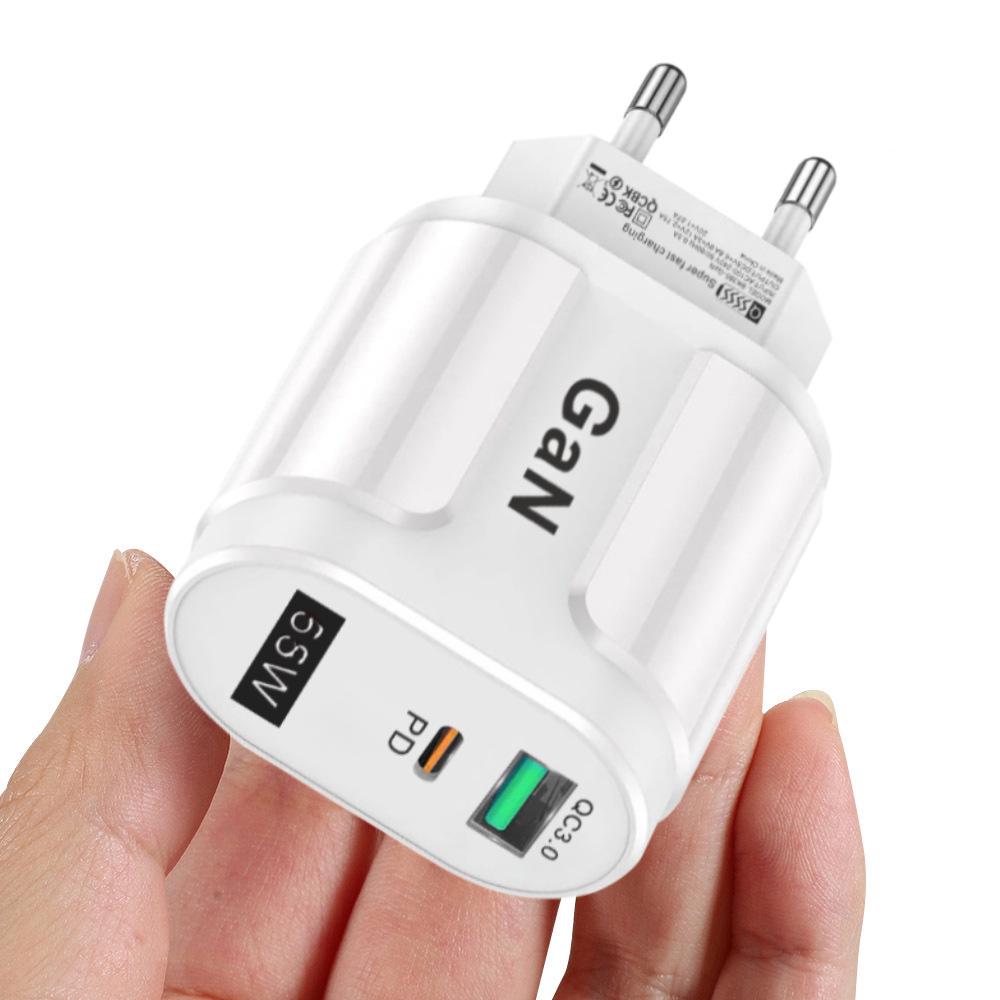 PD33W GaN QC3.0 Multi-Port EU Charger 9V/12V Fast Charging Adapter