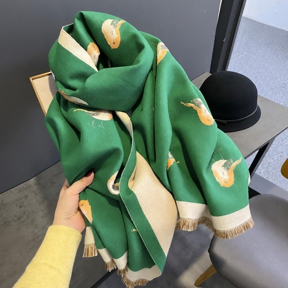 Elegant Printing Magpie Bird Shawl Imitation Pashmina Thick Warm Wraps Travel