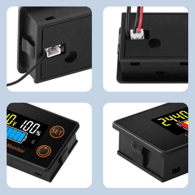 Battery Capacity Monitors, DC7V-100V Battery Meter,12v 24v 48v Battery Power Percentage Voltage Indicator Gauge