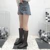 Fashion No Inner Cool Boots Summer New Round Head Mesh Breathable Back Zipper Anti-slip Wear-resistant Square Heel Mid-calf Boots