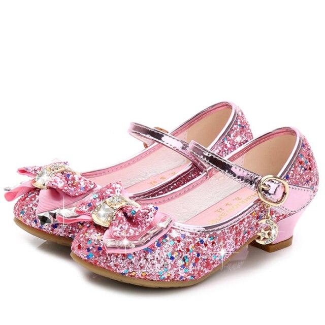 Scarpe Da Principessa Bambina - La Senorita - Rosa Con Glitter E Ciondoli - Tacco 3,5 Cm - Antiscivolo