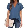 Women's Casual Black Short-Sleeve Shirt - Versatile Solid Color for Business or Leisure