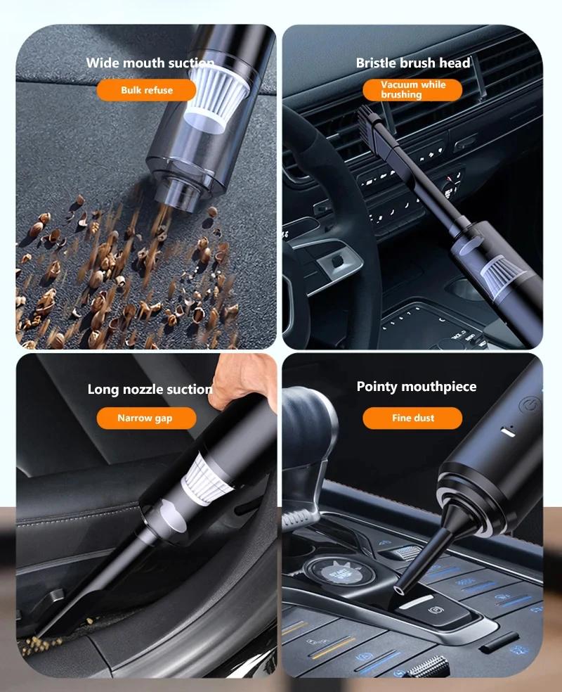 Vacuum Cleaner Mini Car Cleaning Powerful Suction Handheld Car Vacuum Cleaner Rechargeable for Car and Home Auto Vacuum Cleaner