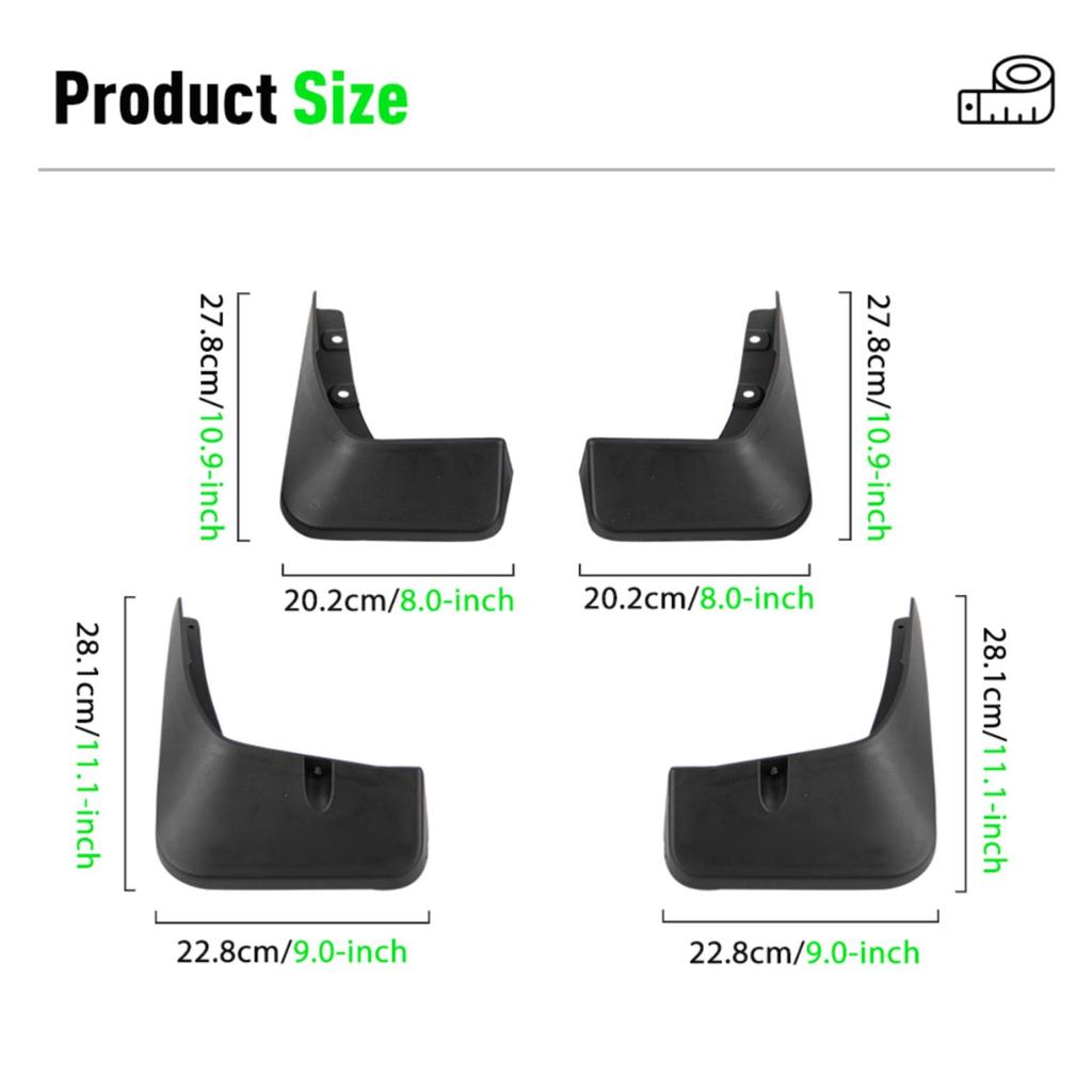 4PCS Splash Guards Mudguards Compatible with Suzuki Vitara / Edcudo  2016 2017 2018 2019 2020 2021 2022 2023 2024 4th Gen.