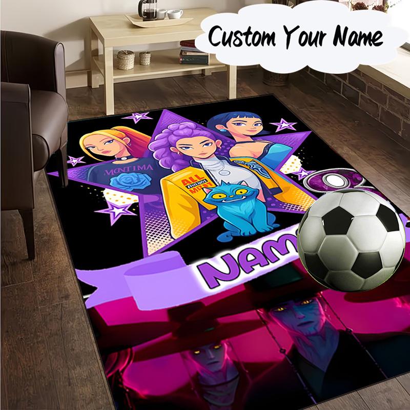 Custom Name Vibrant Anime KPop  Carpet, Chair Rug,Area Rug for Office Bedroom living rooms bedroom, Doormat decor Christmas fan gifts
