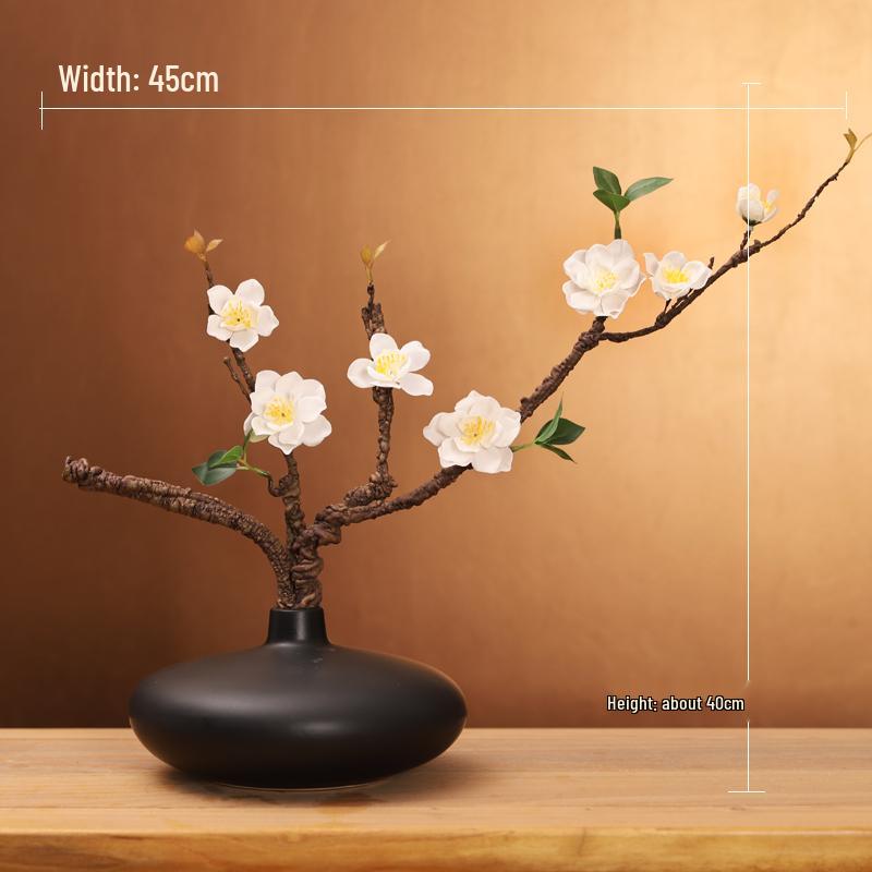 Zen-Inspired Green Plant Vase for Japanese Tea Room or Coffee Table Decoration