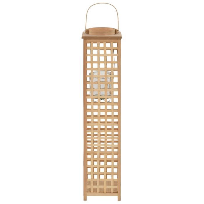Bougeoir suspendu - Bambou Naturel - Pot en verre Ø12 cm - 19,5x19,5x84 cm - Extérieur/Intérieur