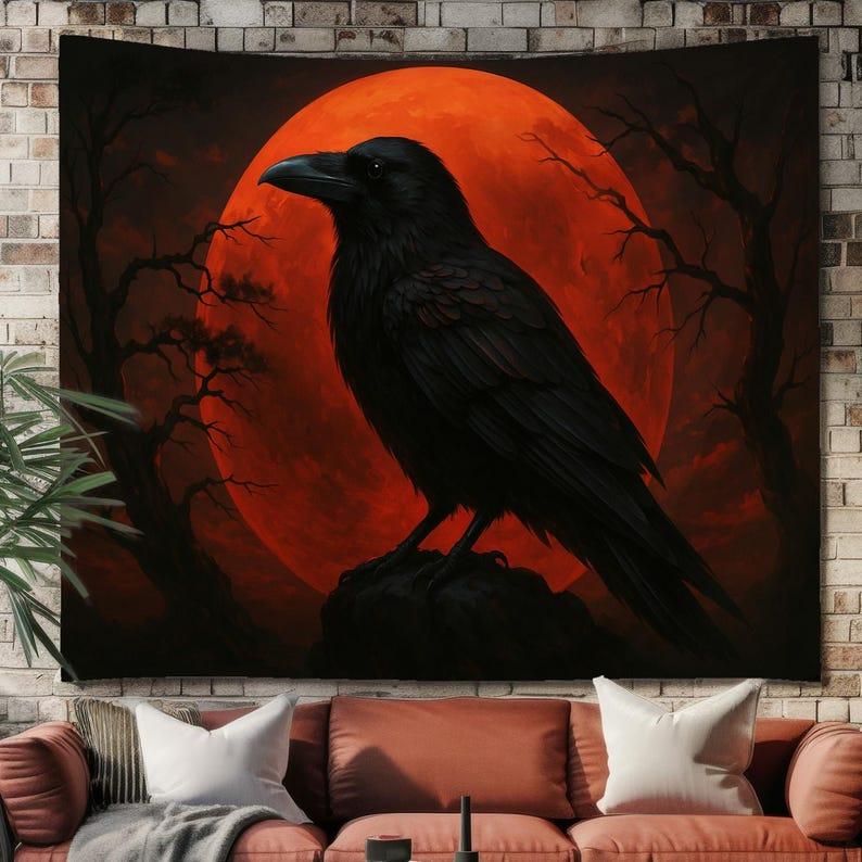 Blood Moon of the Raven tapestry 75x100 чёрный