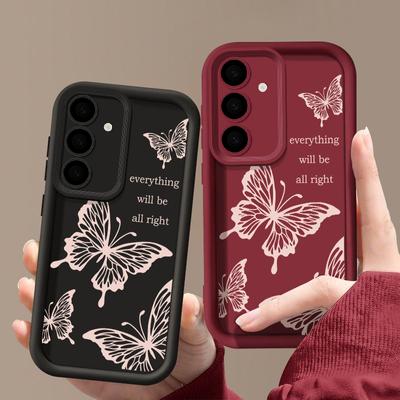 Für Samsung S25 S24 FE S23 Ultra S22 Plus S21 S20 FE A54 A53 A52 A35 A34 A14 5G Hülle Weiche Silikon Schmetterling Stoßfest Schutz Handyhülle