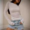 Spring Long Sleeved T-shirt Base Shirt Round Neck Slim Fit Top For Women