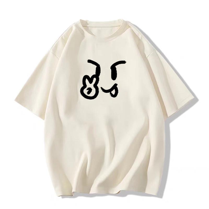 

Женская белая хлопковая футболка с коротким рукавом большого размера (Американский стиль, Лето 2025) 3XL абрикосовый