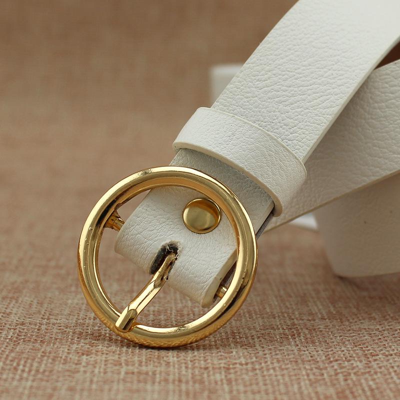 Women'S Round Buckle Belt Casual Retro Jeans Belt Women'S Decorative Thin Belt