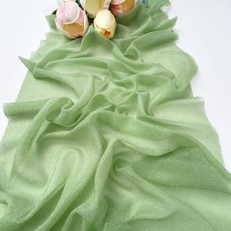 Chiffon Table Runner Romantic Sheer Wedding Table Runner Glitter Tulle Fabric Decorations for Wedding, Birthday Party,Dinner