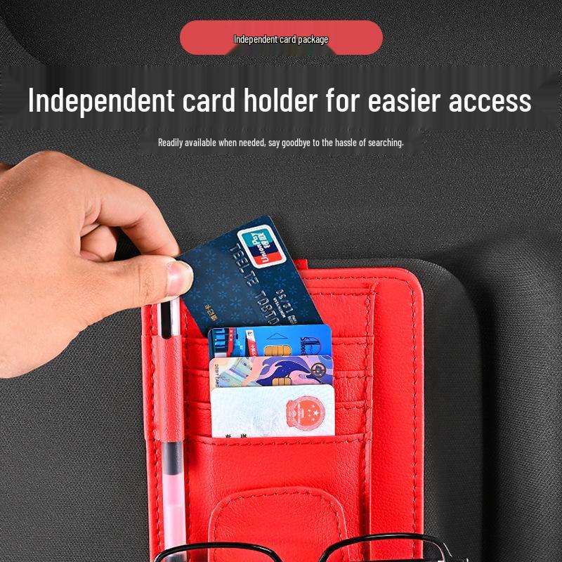 Multifunctional Car Sun Visor Organizer: Glasses, Cards & Receipts Holder