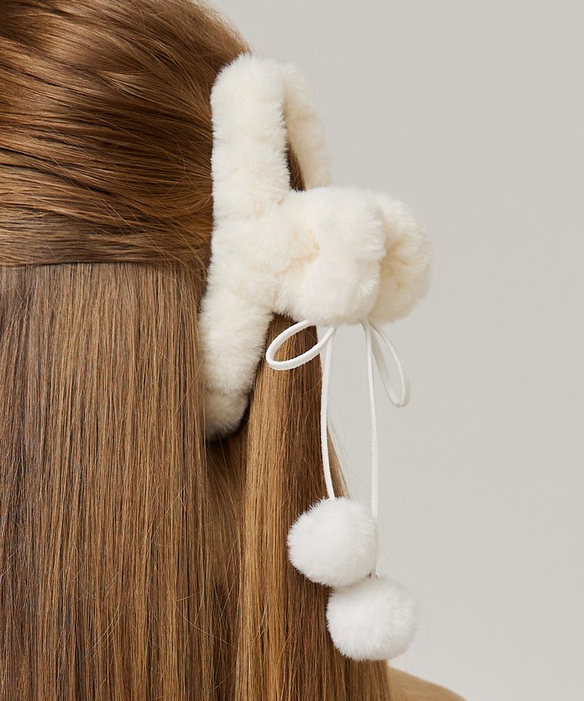 Vvv Pom-Pom Hair Clip _ White