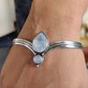 1 Piece Fine Adjustable Bracelet  Style Natural Stone Metal Antique Silver Color Bracelet