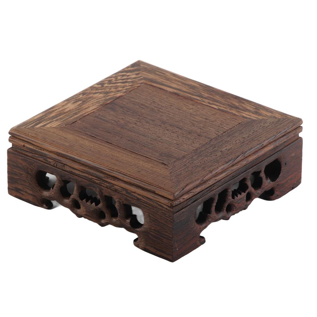 Buddha Statue Ornament Base Wooden Flower Pot Stand Durable Square Vase Fish Tank Display Tray