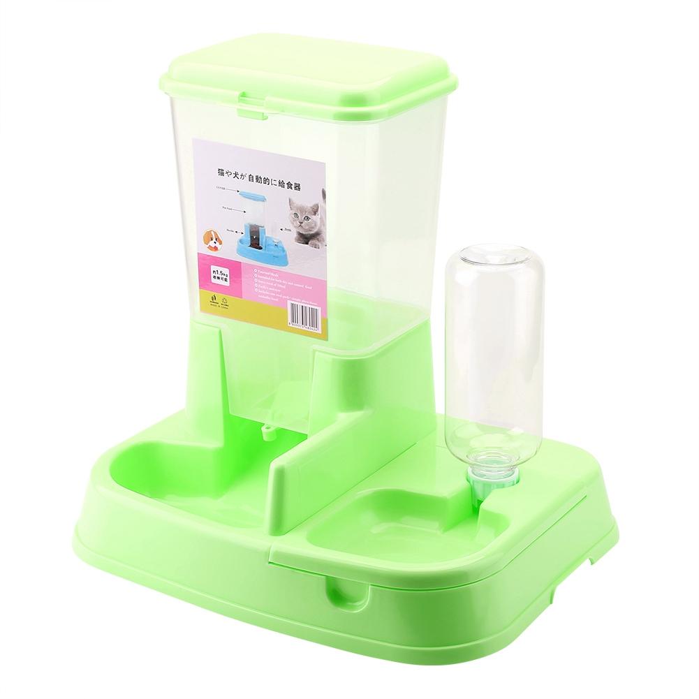 Automatic Pet Feeder Detachable Food Dispenser Water Bottle Cats Dogs Feeding Tool Pink