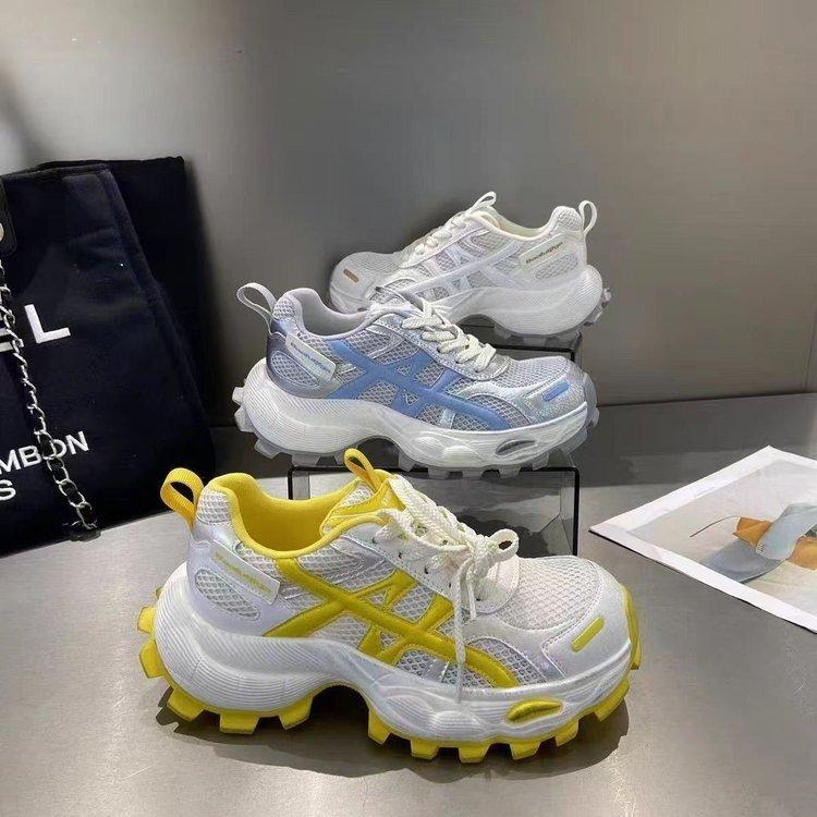 2025 Summer New Mesh Breathable Thick-soled Dad Shoes Women's Height Increase Small Light Running Sports Casual Shoes