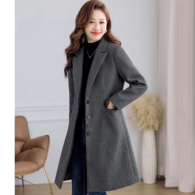Long Woolen Suit Cashmere Coat for Women, Autumn Women's Woolen Coat for Women