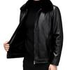 Men Coat Faux Fur Lapel Long Sleeve Faux Leather Jacket Thickened