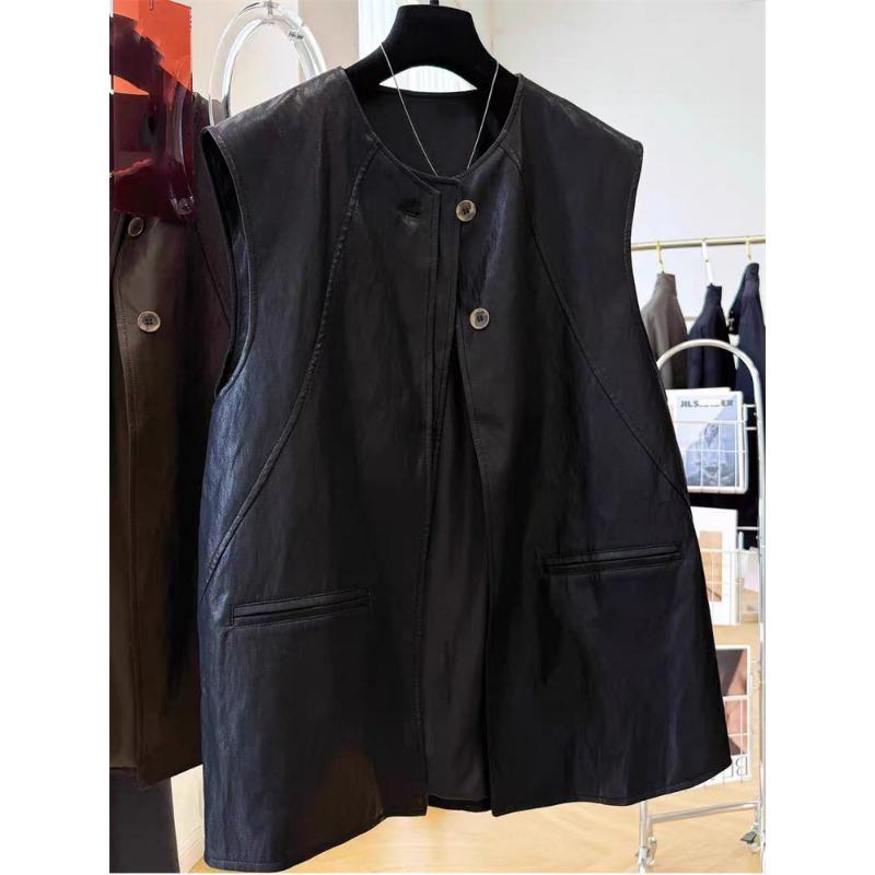 Women Sleeveless Spliced Vest With Pockets Commute Style