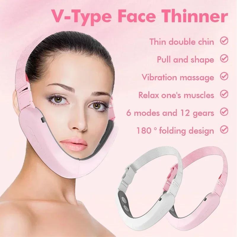 Facial V Lifting Vibration Massager Therapy Facial Lifting Device Double Chin V Face Shaped Cheek Lift Anti-Wrinkle Skin Care