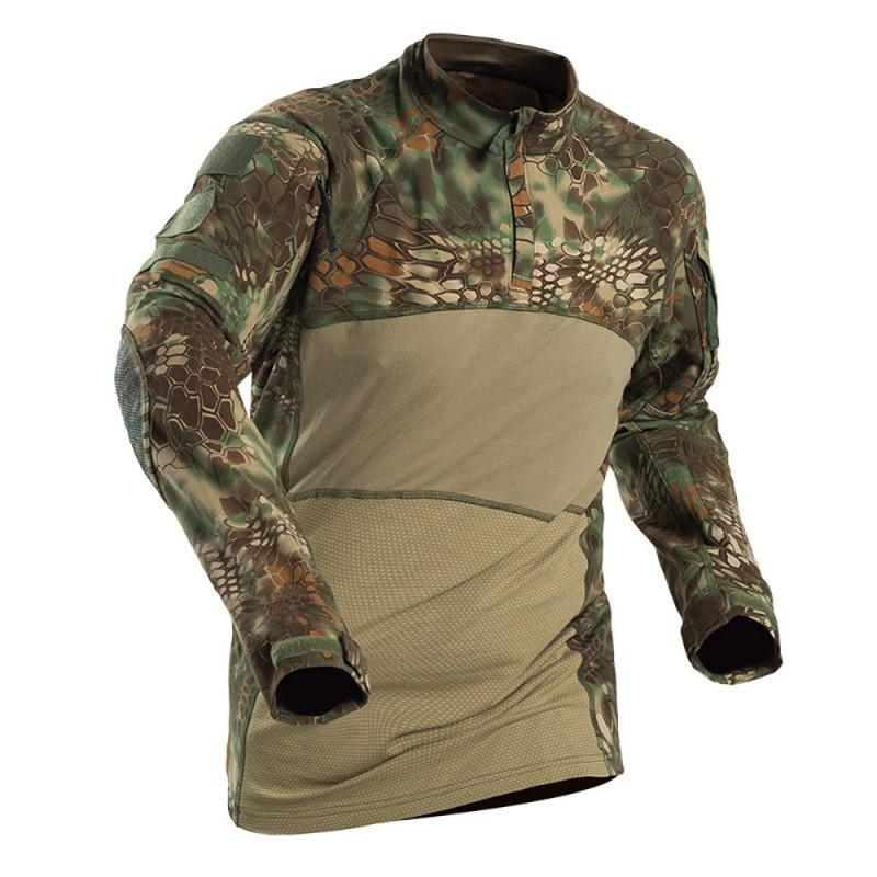 Taktisches Camouflage Langarmshirt Outdoor Wandern Camping Schießsport Atmungsaktiv Langlebig Militärstil