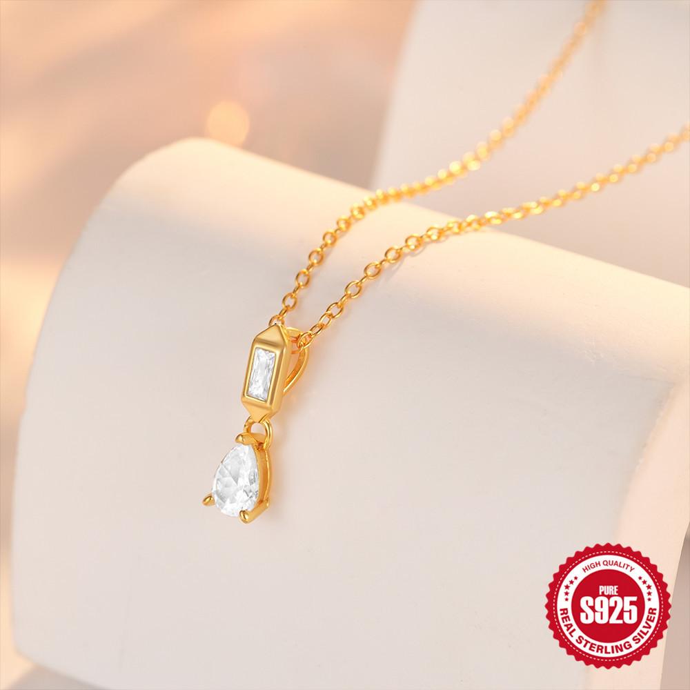 Colier Simplu Versatil S925 Argint Sterling Ciucure Picătură Diamant Hipster Doamne Claviculă