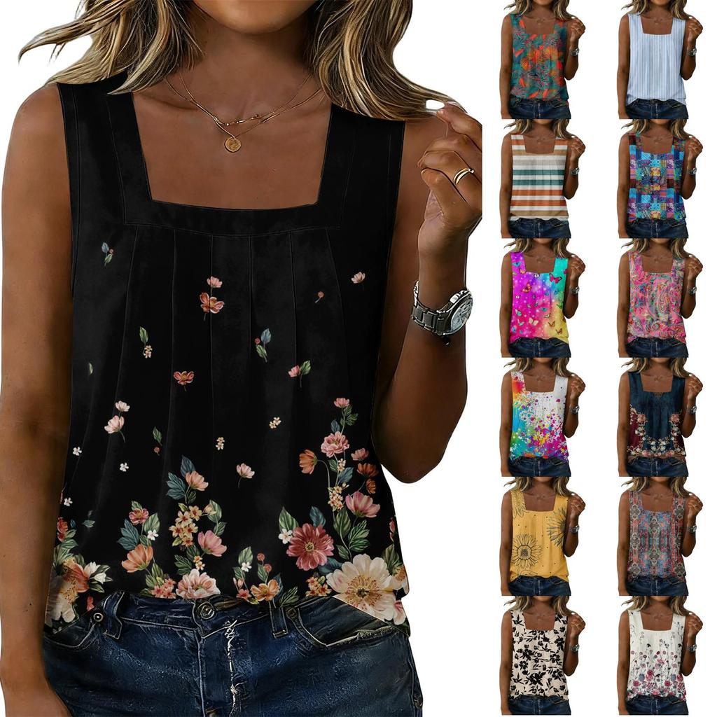 Women's Fashionable Casual Vintage Print Tank Top