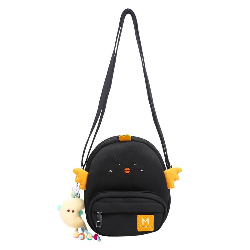 Cute Mini Chicken Cartoon Pattern Nylon Shoulder Bag With Pendant For Girl