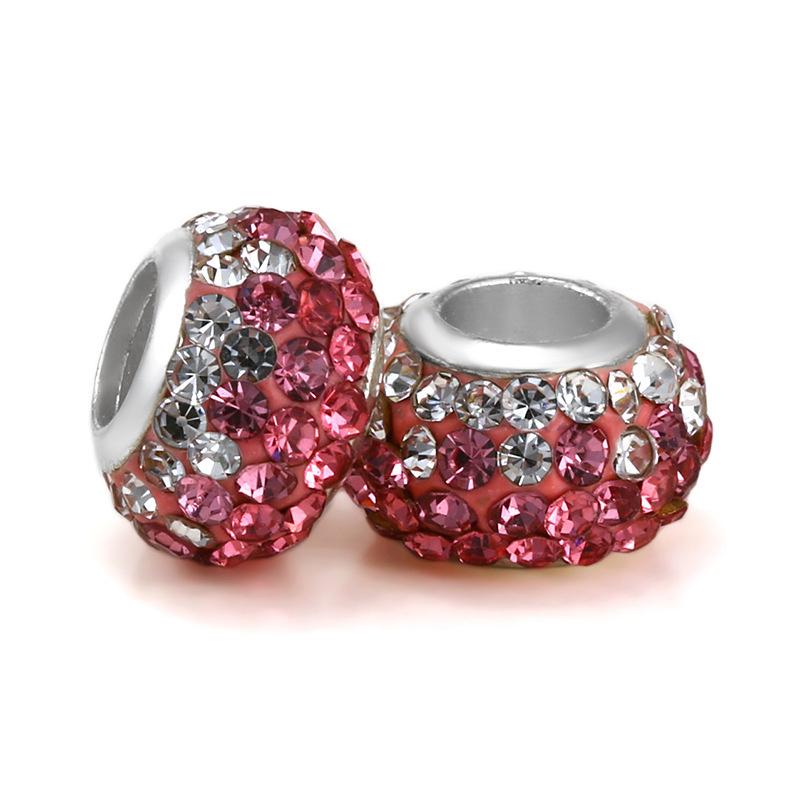 Silver Plated Macroporous Resin Glass Beads for Charms Bracelet Necklace Keychain Women Girls Jewelry Gifts