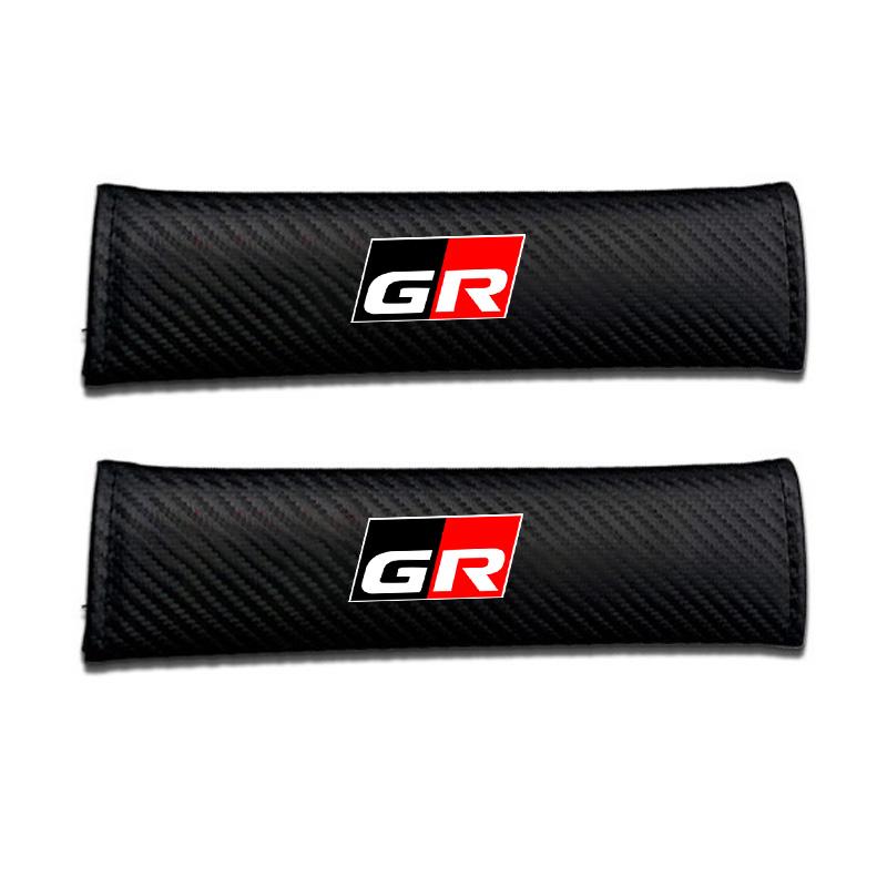 For Toyota GR 86 Supra Yaris RAV4 Prius Corolla C-HR Auris TRD 2pcs Carbon Fiber Leather Safety Belt Shoulder Cover Accessories