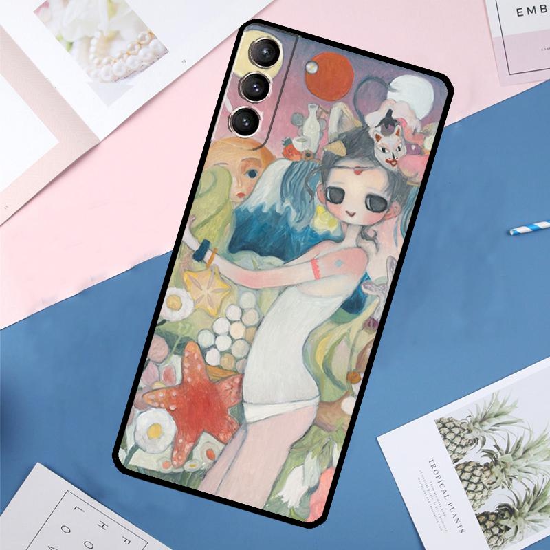 Cartoon Aesthetic Aya Takano Case For Samsung Galaxy S25 Ultra S24 S23 S22 S21 Ultra S9 S10 Plus S23 FE S25 FE Back Cover