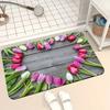 Tulpen-Herz-Muster Matte, Weicher Memory-Schwamm Teppich, Rutschfeste leicht zu reinigende Badezimmer-Matte für Wohnzimmer, Küche, Badewannen-Dekoration