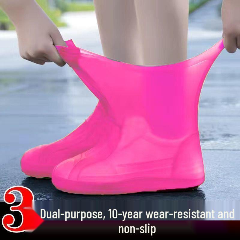 

Thickened Waterproof Non-slip Silicone Overshoes for Men & Women: Wear-resistant, Rainproof Boot Covers Medium рожевий червоний колір