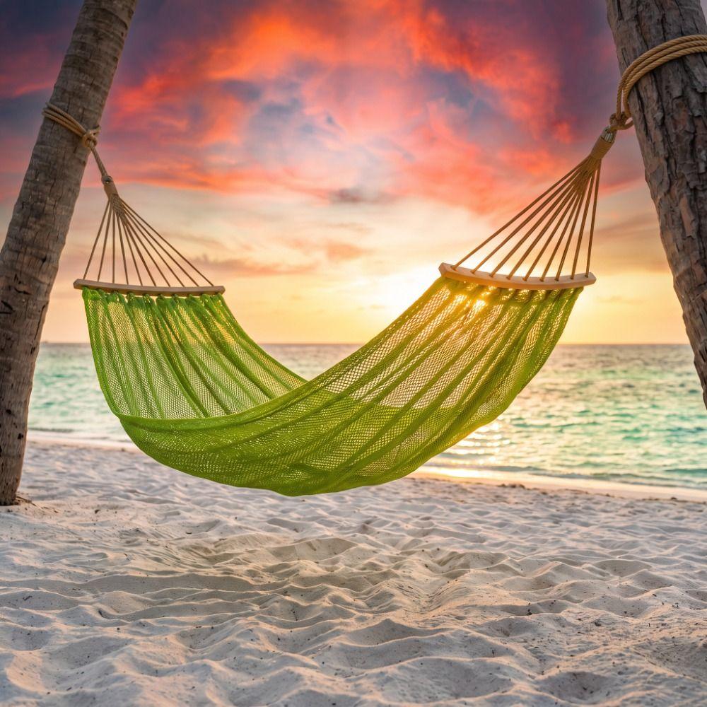 Curved Rod Camping Mesh Hammock Good Load-bearing Hanging Swing Outdoor Swing Hammock Travel