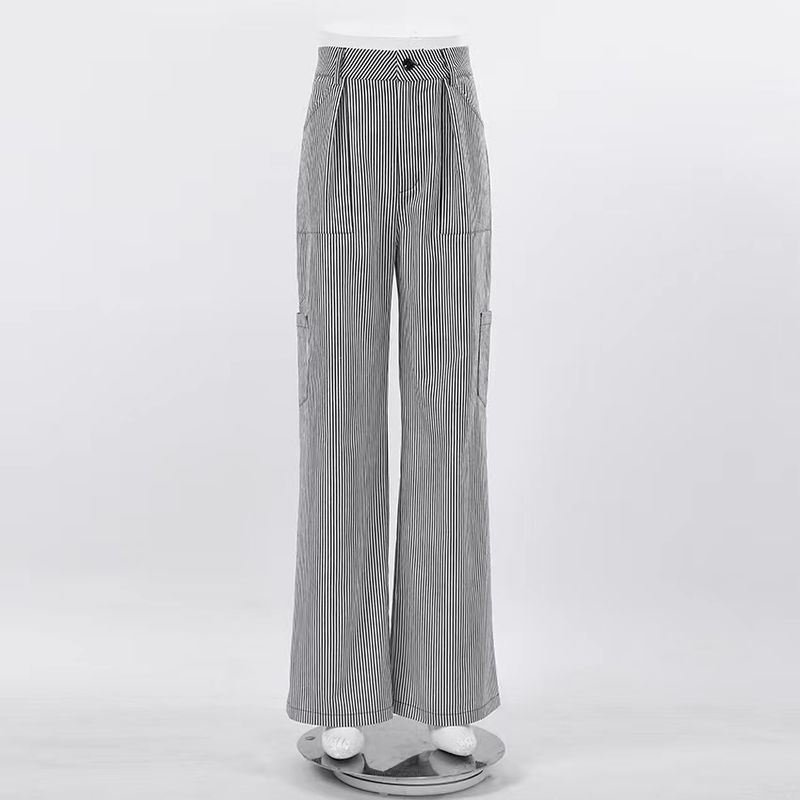 

Fashion Style Stripes Loose Smart Trousers Loose Pants Casual Pants Loose Striped Casual Pants Stripes M