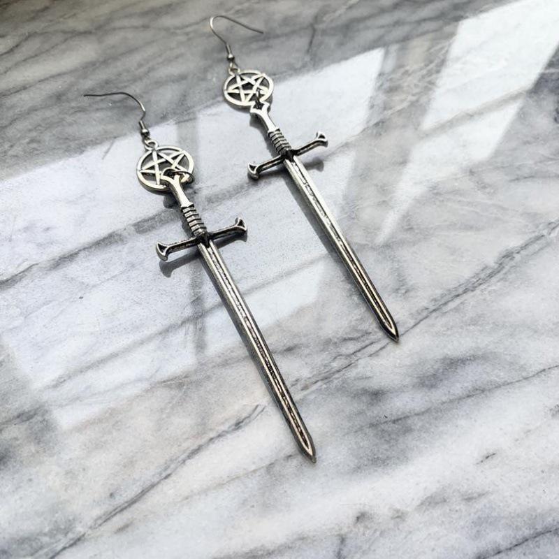 European Gothic Bronze Sword Unisex Earrings - Creative Alloy Wish Knife Style