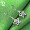 Shining Crystal Zircon 925 Sterling Silver Star Drop Earrings Temperament Women Party Valentine's Day Cute Jewelry Accessories