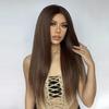 ALAN EATON Lace Front Wigs Long Straight Hair Dark Brown Wig Daily Use Party Wig for White Women Heat Resistant