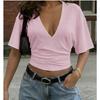 Blusas y Camisas Casuales de Moda para Mujer JPNTKY de Manga Corta con Cuello en V