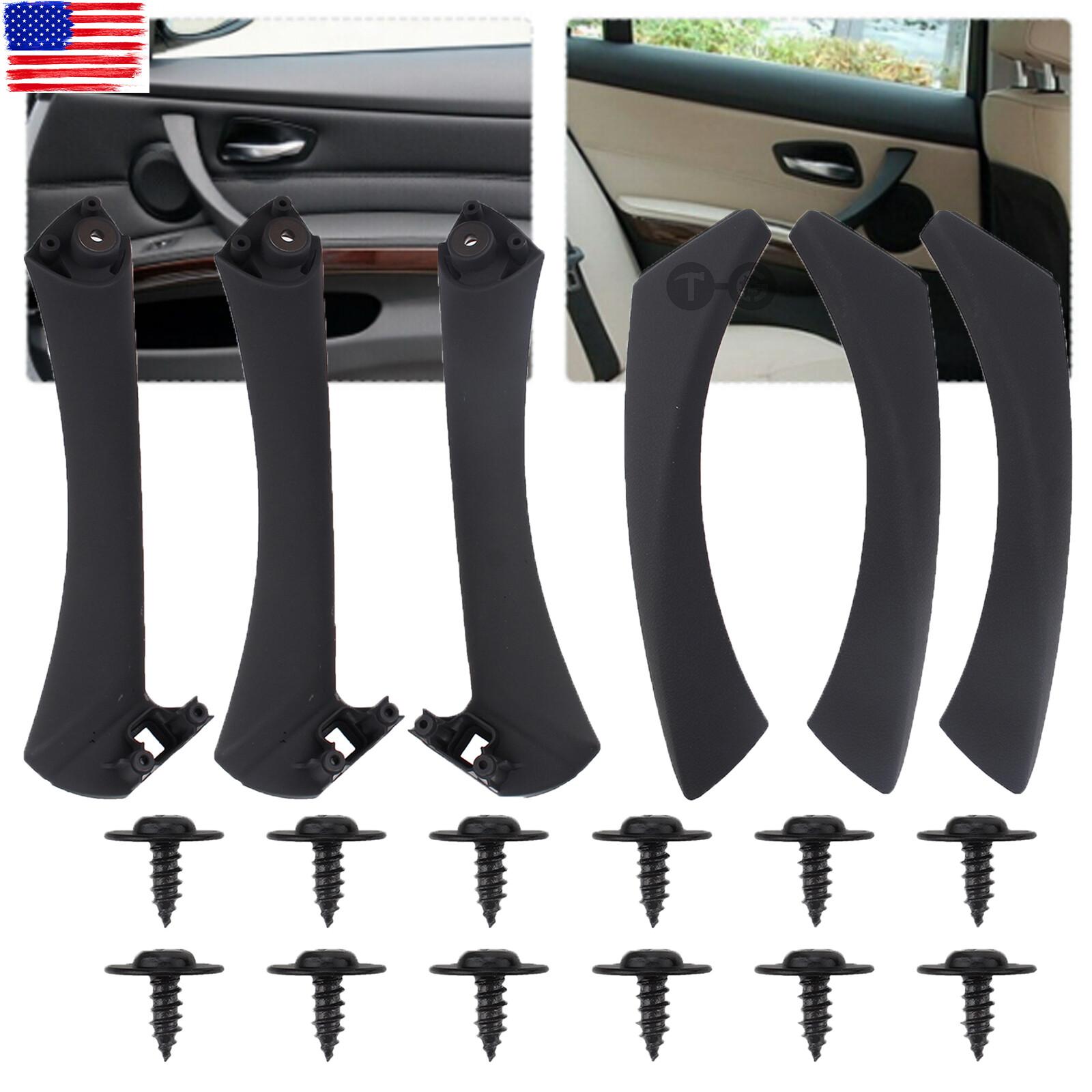6 x Black Inner Door Panel Handle Pull Interior Trim Cover For BMW E90 2006-11