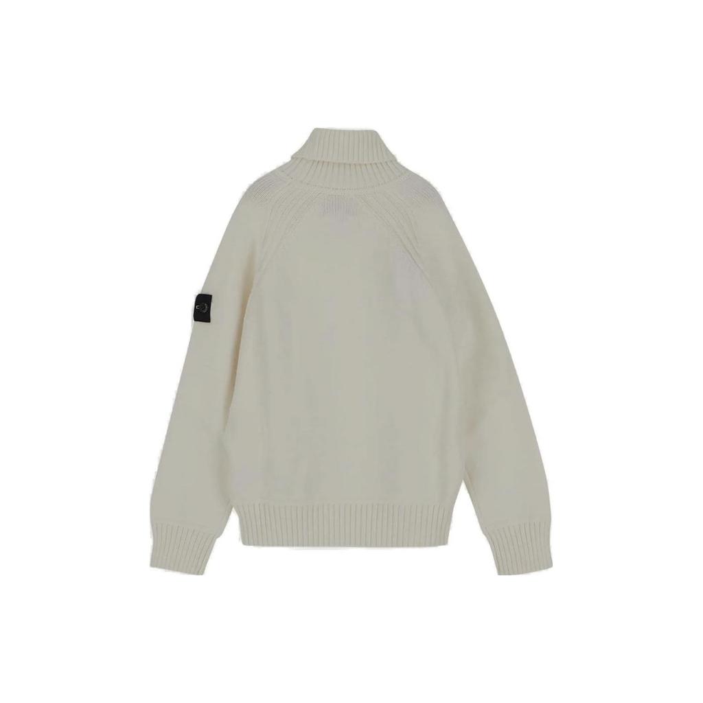 Stone Island Solid Color High Neck Knitted Long Sleeve Sweatshirt Kids sweatshirt White 7716504A2-V0099