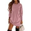 Abito lungo T-shirt girocollo irregolare a maniche lunghe tinta unita autunno e inverno da donna